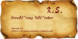 Kovácsy Sándor névjegykártya