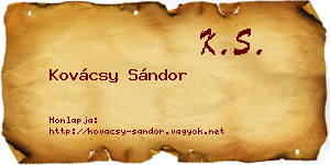 Kovácsy Sándor névjegykártya